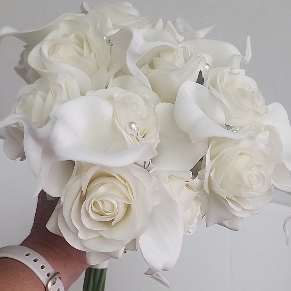 Wedding Beautiful Bride Bridal bouqet Real Touch Forever Flowers Bridesmaid 1pc - Picture 6 of 14